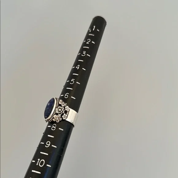 Antigua 925 Silver Blue Stone Filigree Ring - Picture 5 of 5